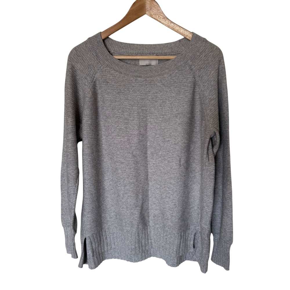 Old Navy‎ Sweater Womens Large Grey Excellent Raglan Sleeve Side Slit Knit Top